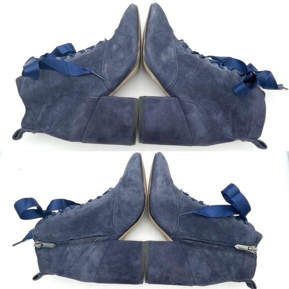 Sam Edelman Boot Tate Dark Blue Suede Block Heel Lace Up Granny Boot Size 5.5 - Picture 12 of 16